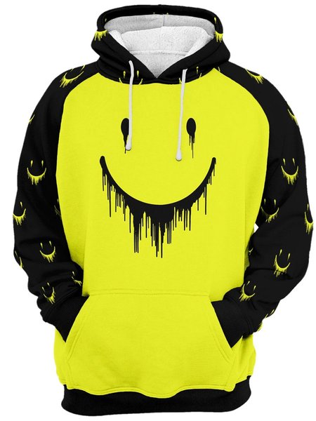 

Yellow Hoodie Cotton-Blend Men's Fashion Print Sweatshirt, Hoodies