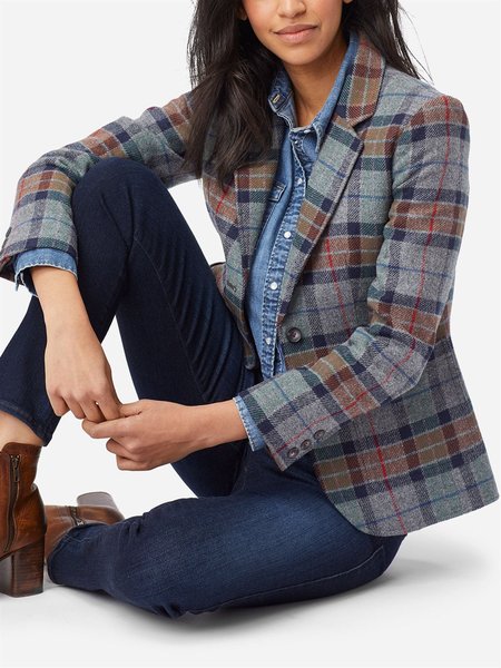 

Gray-Brown Work Long Sleeve Lapel Jacket, Blazers