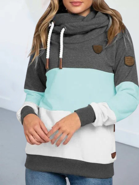 

Blue Cotton Color-Block Long Sleeve Sweatshirts, Auto-Clearance