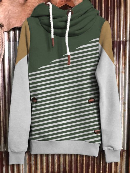 

Casual Crew Neck Cotton-Blend Printed Sweatshirts, Green, Sweatshirts & Hoodies