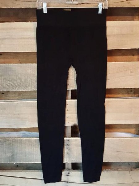 

Black Casual Plain Cotton-Blend Pants, Pants