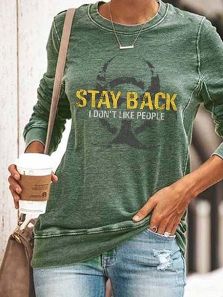 

Letter Cotton-Blend Long Sleeve Casual Sweatshirt, Green, Hoodies&Sweatshirts
