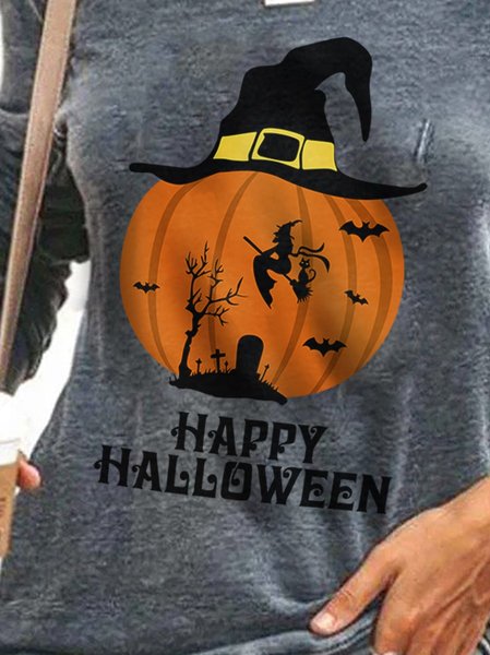 

Halloween Long Sleeve Crew Neck Sweater, Gray, Hoodies&Sweatshirts