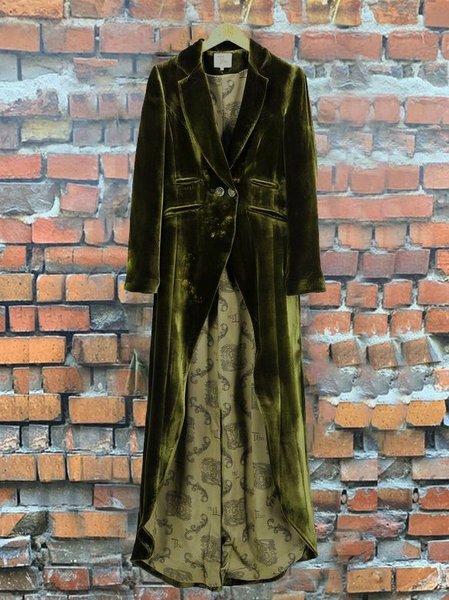 

Green Paneled Vintage Long Sleeve Outerwear, Outerwear