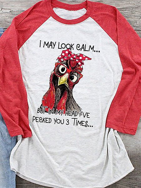 

Red Crew Neck Animal Casual Raglan Sleeve Top, Tees & T-shirts