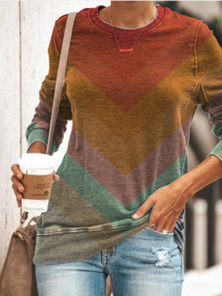 

Plus size Long Sleeve Striped Sweatshirt, Multicolor, Tops