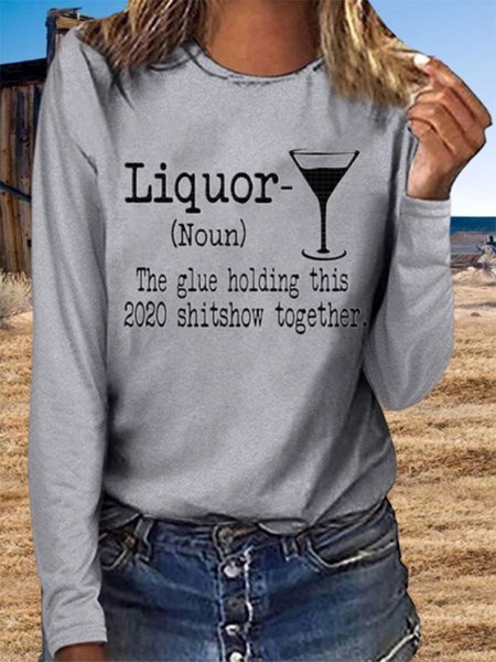 

Vintage Liquore (sostantivo) Il Colla Che Tiene Insieme Questo Spettacolo Del 2020 Lettera Stampato Maniche Lunghe Girocollo Casuale Top, Grigio, Sweater
