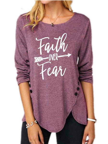 

Top Casuale Lettera Maniche Lunghe, Rosso, Blouses & Shirts