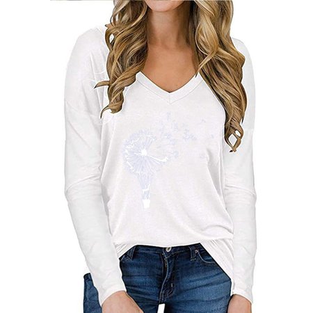 

Top Taglia Grande Scollo a V Vintage, Bianco, Sweater