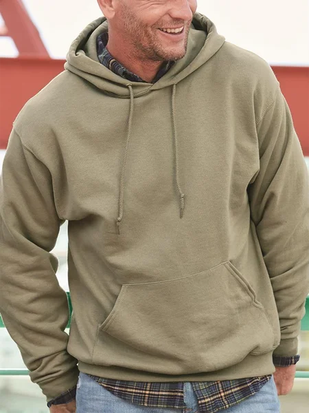 

Khaki Casual Hoodie Sweatshirt, Men's Clothing