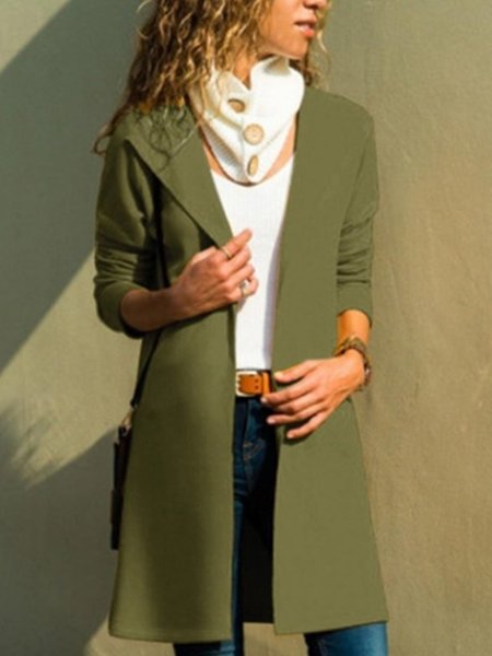 

Long Sleeve Cotton-Blend Printed Solid Jacket, Green, Cardigans