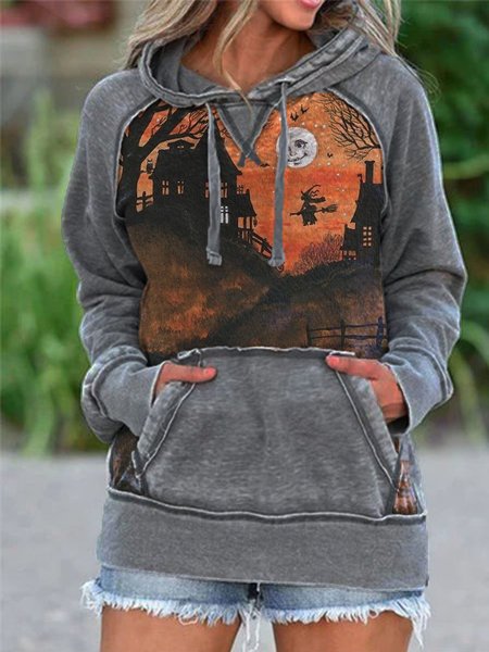 

Gray Floral-Print Hoodie Ombre/tie-Dye Casual Sweatshirt, Hoodies&Sweatshirts