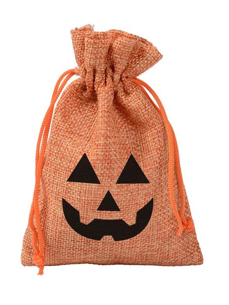 

Halloween pumpkin head hemp bag gift bag, Orange, Home&Garden