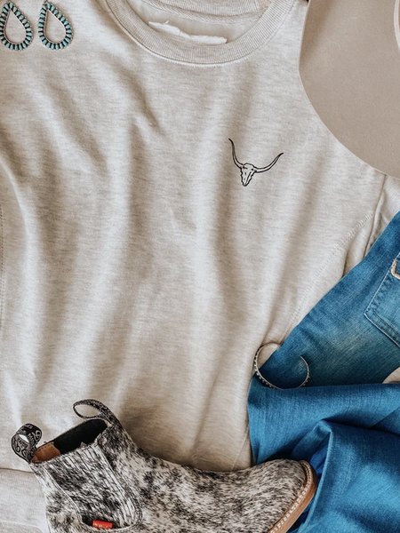 

Long Sleeve Vintage Sweatshirt, White, Hoodies&Sweatshirts