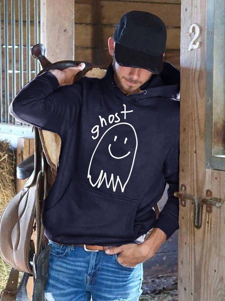 

Casual Men's Fashion Halloween Ghost Print Hoodie Sweatshirt, Navy blue, Men