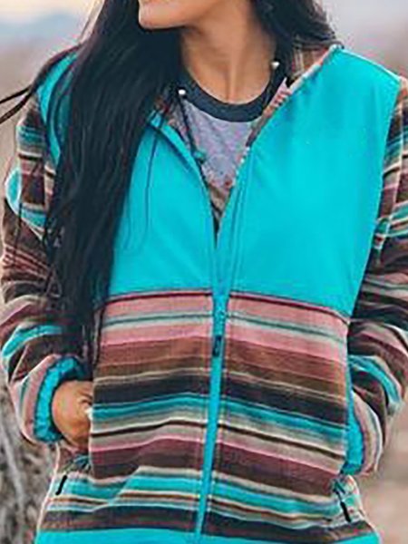 

Blue Long Sleeve Geometric Hoodie Sweatshirt, Hoodies&Sweatshirts
