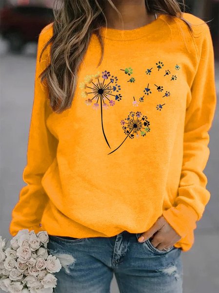 

Stampato Casuale Top, Giallo, Hoodies & Sweatshirts
