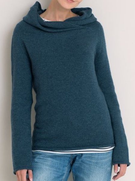 

Dark Green Asymmetrical Long Sleeve Knitted Shirts & Tops, Tops