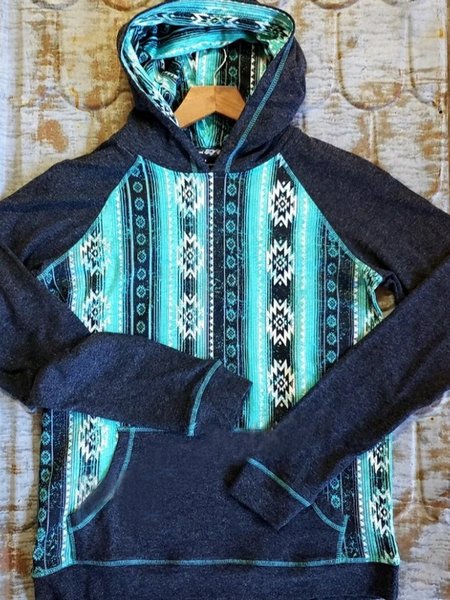 

Blue Printed Long Sleeve Casual Cotton-Blend Women's Fashion Print Sweatshirts, Tops