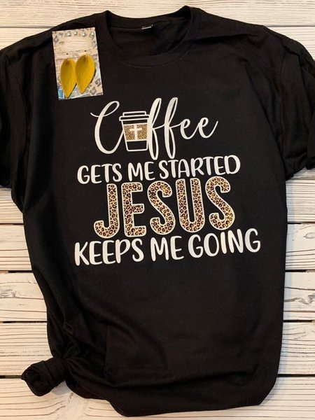 

COFFEE & JESUS Graphic Tee, Gray, T-shirts