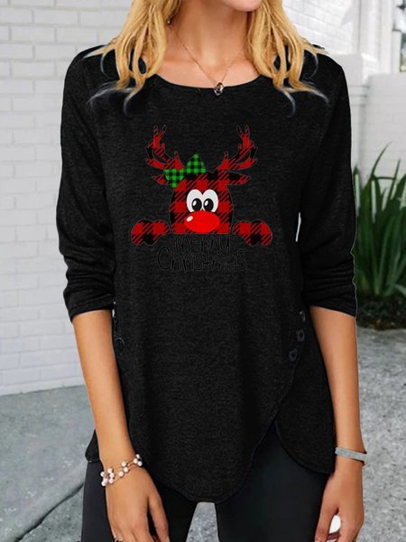 

Casuale Maniche Lunghe Girocollo Taglia Grande Top, Rosso, Blouses & Shirts
