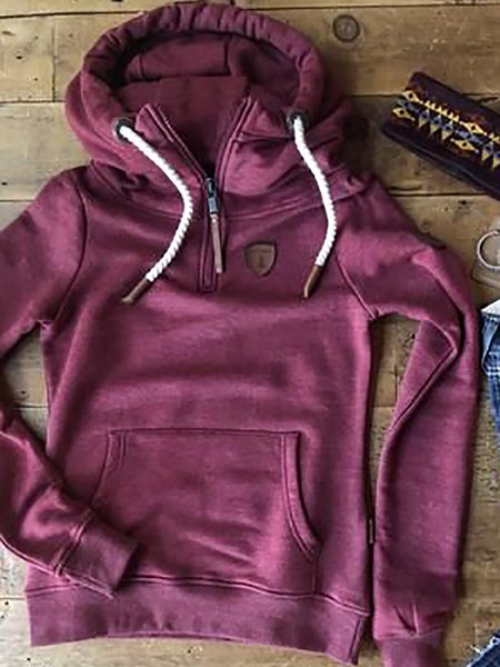 

Wine Red Hoodie Zipper Long Sleeve Sweatshirt, Hoodies&Sweatshirts