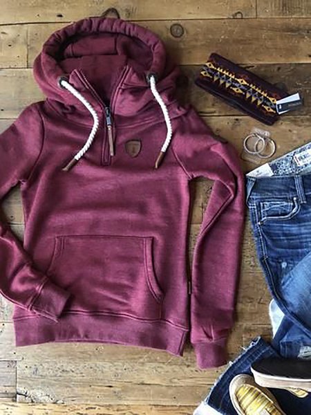 Wine Red Hoodie Zipper Long Sleeve Sweatshirts, Sweatshirts & Hoodies