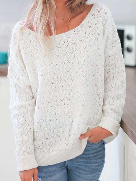 

Aqua Blue Long Sleeve Casual Knitted Sweater, Beige, Sweaters