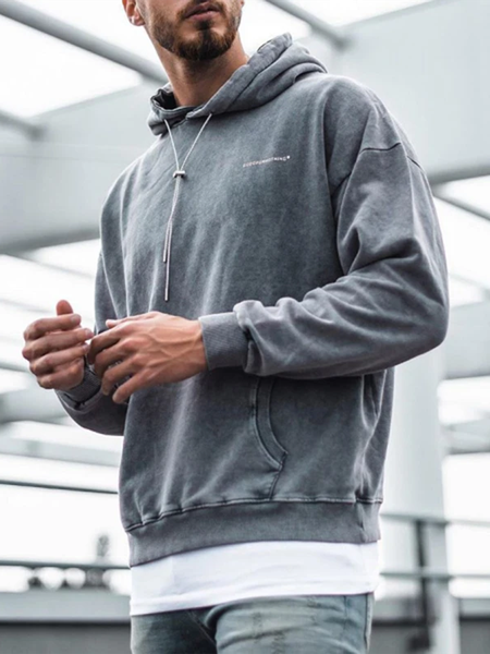 

Gray Plain Hoodie Casual Sweatshirt, Hoodies
