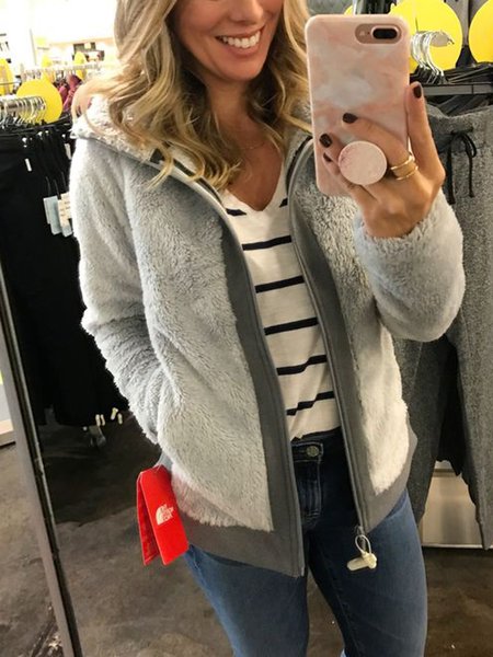 

Gray Long Sleeve Shawl Collar Jacket, Jackets
