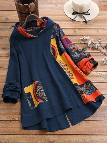 

Cotton Long Sleeve Tops, Blue, Long sleeve tops