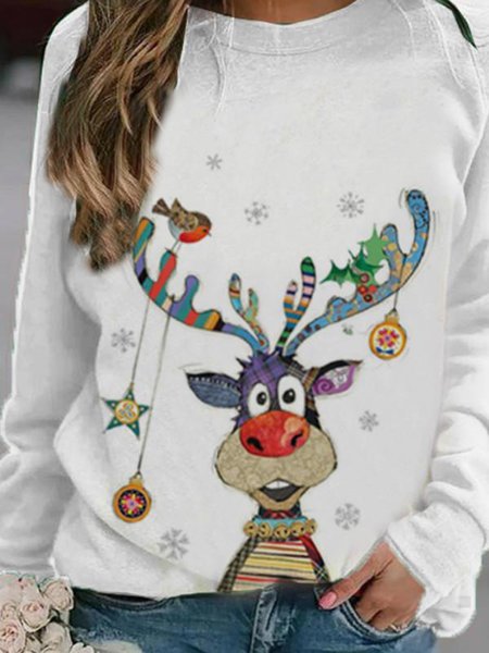 

Women's Christmas Long Sleeve Cotton-Blend Shirts & Tops, Blue, Long sleeve tops