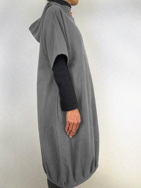 

Half Sleeve Jersey Hoodie Shift Sweater Dress, Gray, Dresses