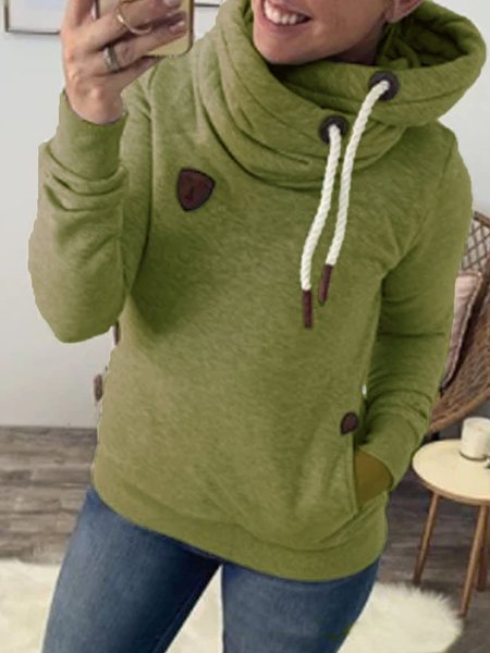 

Army Green Patchwork Hoodie Cotton-Blend Long Sleeve Sweatshirt, Hoodies&Sweatshirts