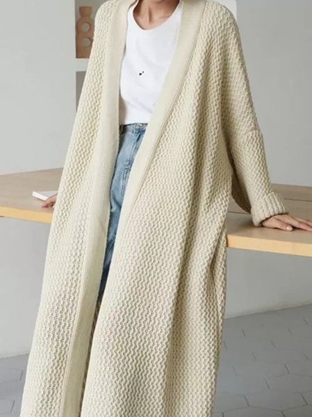 

Solid Long Sleeve Jacket, White, Cardigans