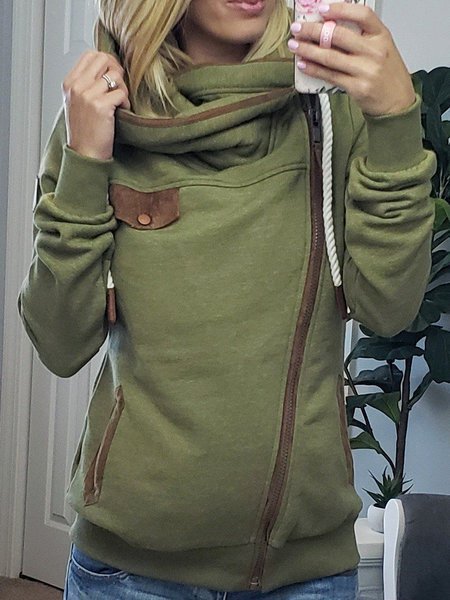 

Army Green Patchwork Casual Outerwear, Hoodies&Sweatshirts