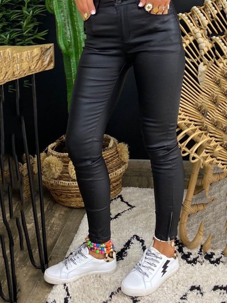

Black Pu Casual Pants, Pants