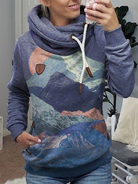 

Multicolor Floral-Print Casual Geometric Hoodie Sweatshirt, Hoodies&Sweatshirts