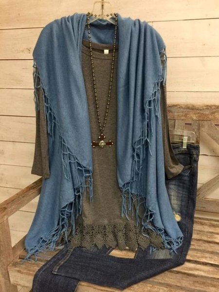 

Casual Long Sleeve Round Neck Plus Size Tops, Gray, Blouses & Shirts
