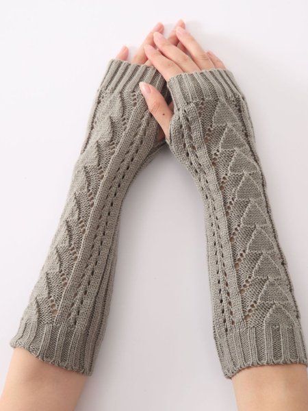 

Casual Knitted Women All Season Gloves & Mittens, Light gray, Scarves&Gloves