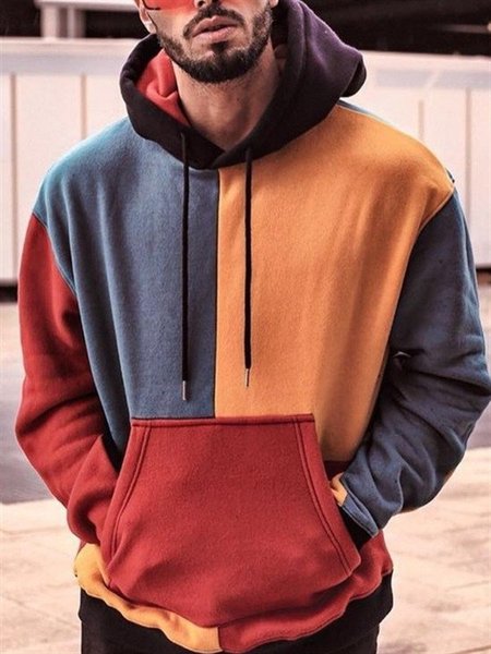 Color1 Hoodie Casual Color-Block Sweatshirt, Men's Clothing