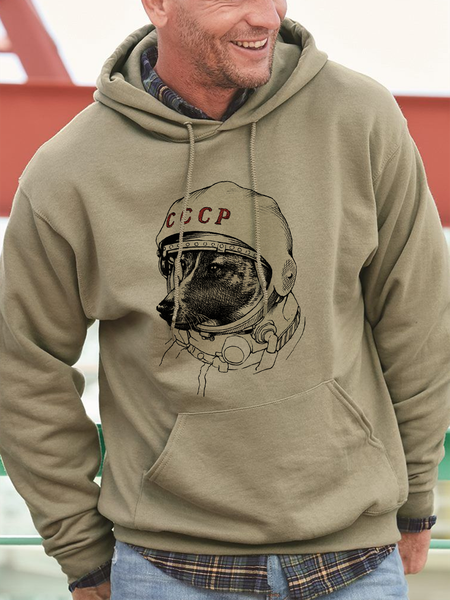 

Khaki Casual Hoodie Animal Sweatshirt, Men