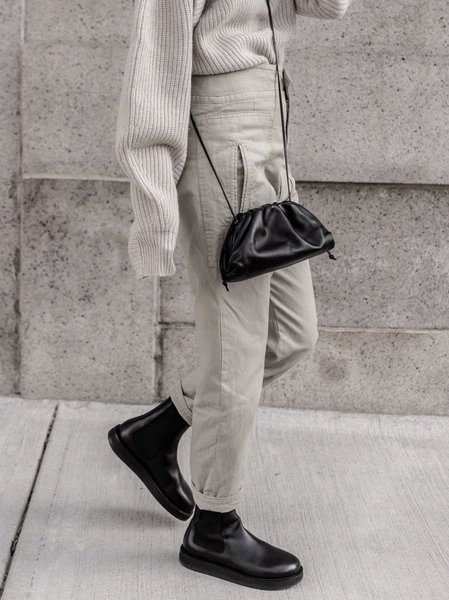 

Solid Cotton-Blend Casual Pants, Light gray, Pants