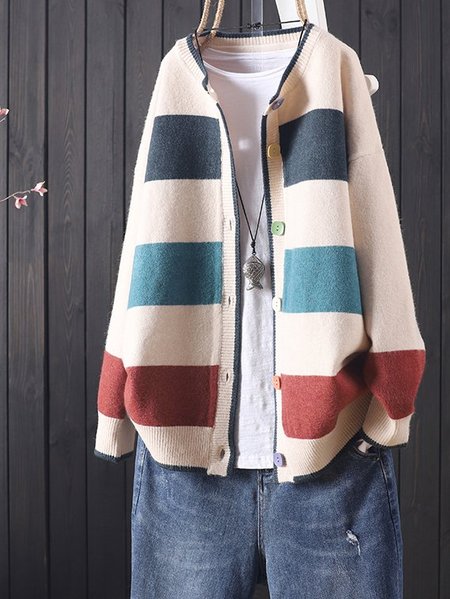 

Long Sleeve Casual Jacket, Multicolor, Coats