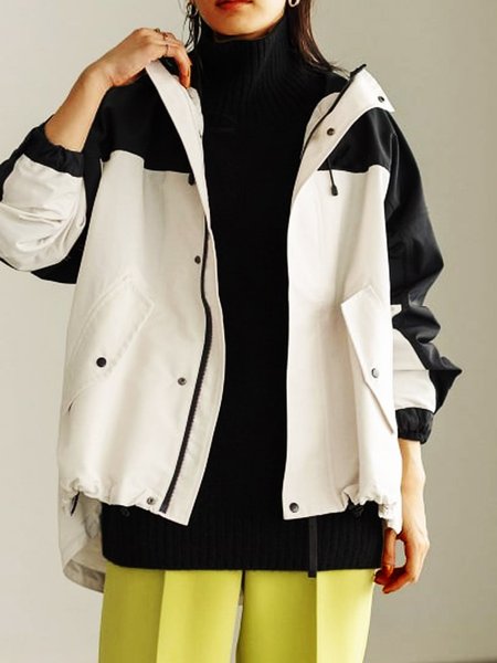 

Shift Hoodie Long Sleeve Paneled Jacket, White-black, Jackets