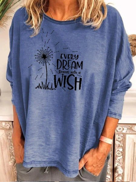 

Shift Simple Printed T-shirt, Blue, Long sleeve tops