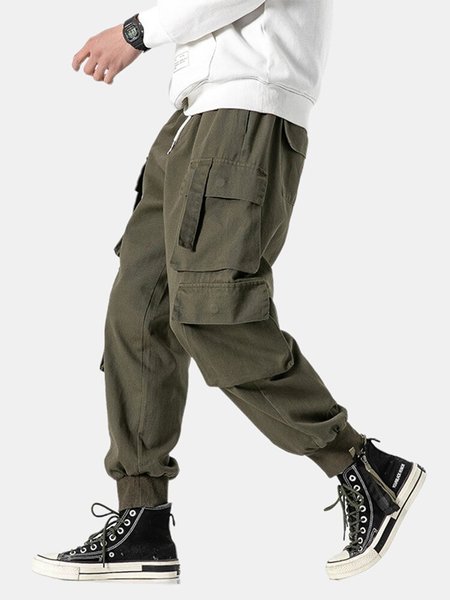 

Cotton-Blend Solid Pants, Army green, Pants