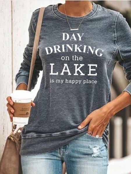 

Day Drinking On The Lake is My Happy Place Pullover, Gray, Hoodies & Sweatshirts