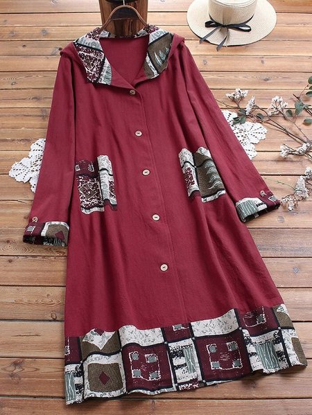

Casual Cotton-Blend Jacket, Red, Coats