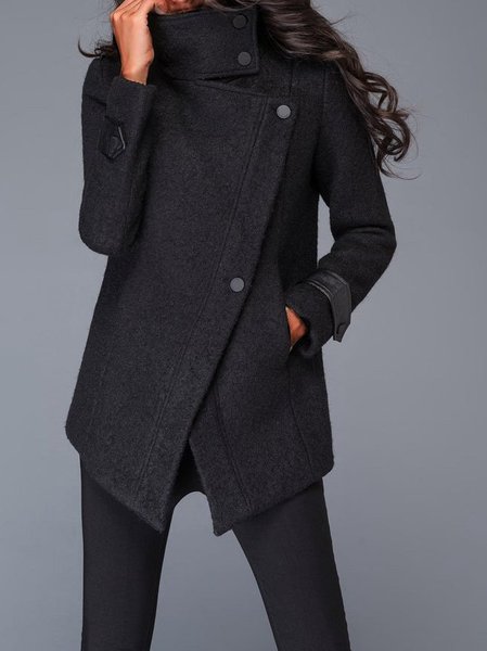 

Solid Tweed Long Sleeve Overcoat, Dark blue, Jackets